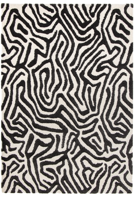 Tapis Épais Crème et Noir - HESTIA - 120 x 170