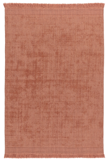 Terracotta hand-woven wool and cotton rug - KARUR - 200 x 290