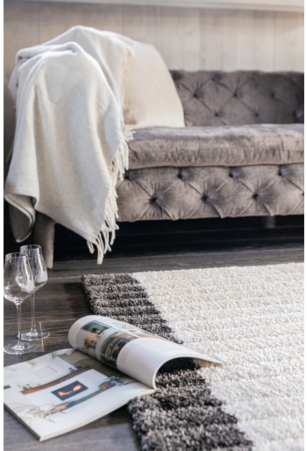 Thick White and Black Graphic Rug - ATHENA - 160 x 230