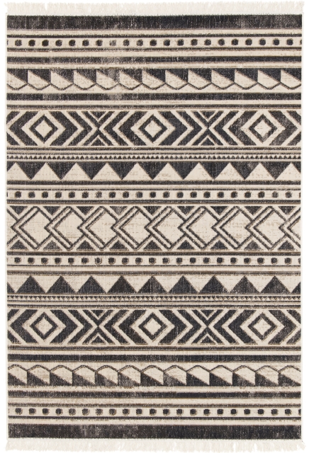 Tapis Tissé plat Crème et Noir - FINE