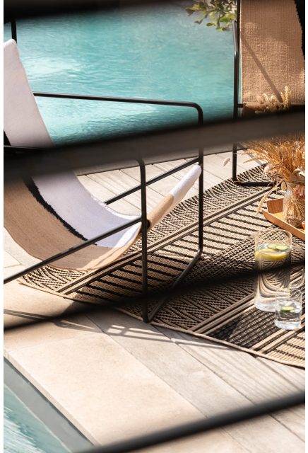 Black and Linen Outdoor Rug - NATURA - 160 x 230