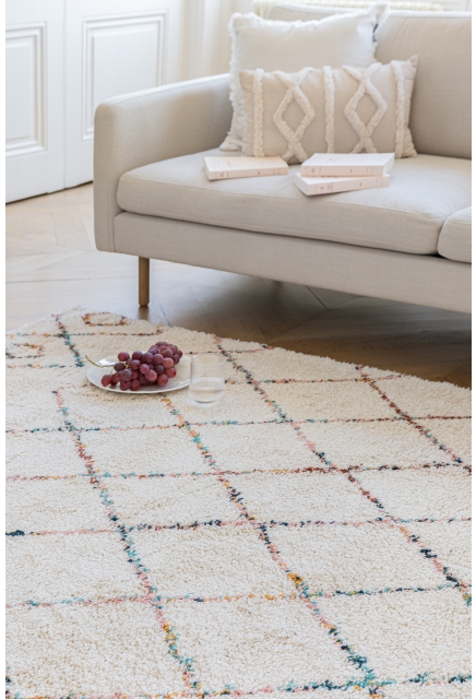 Thick Creme and Colored Berber Carpet - HIMALAYA - 120 x 170